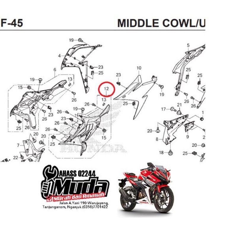 Nhựa Nhám Cánh Yếm CBR150 allnew CBR150R 2016 2019