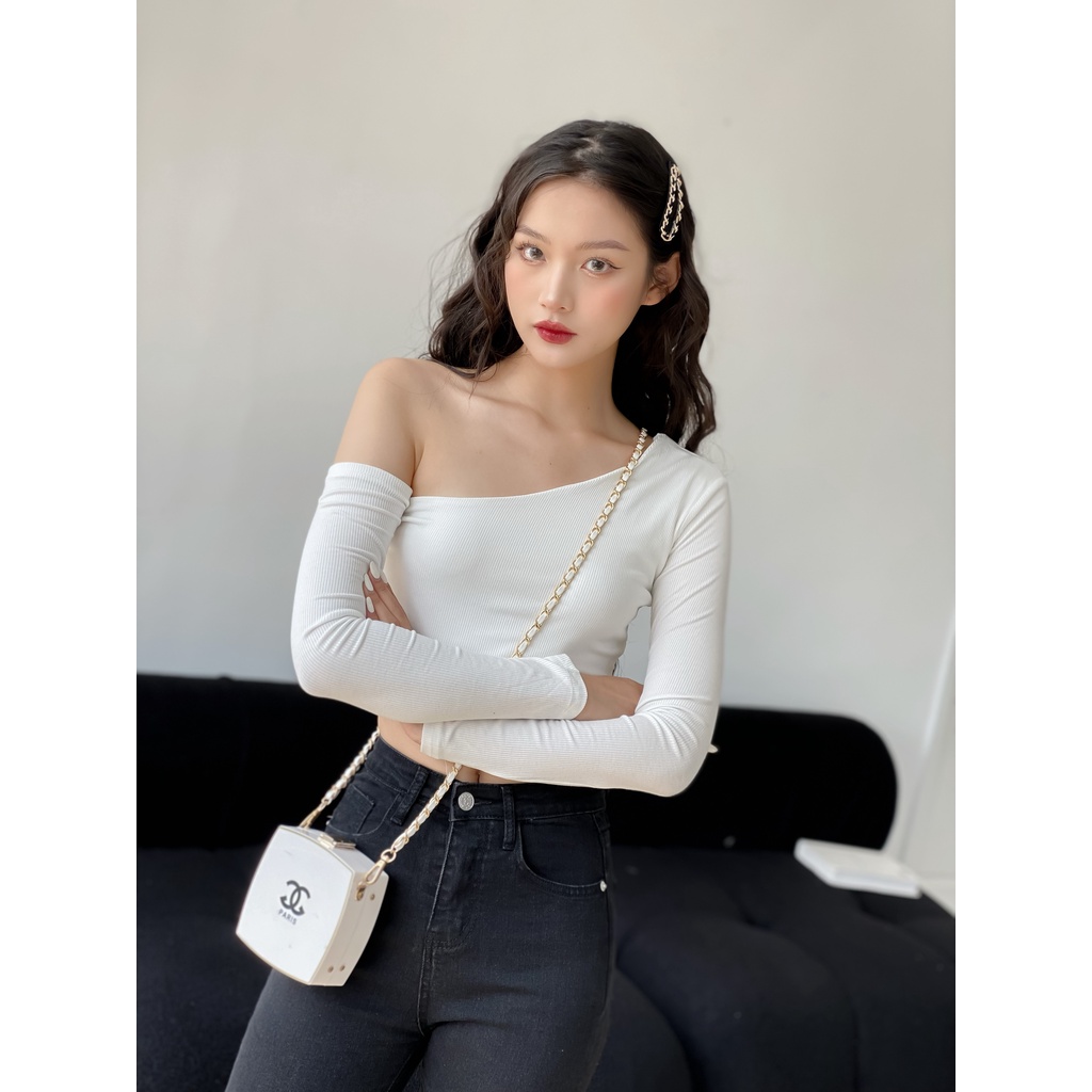 Áo Croptop dài tay trễ vai
