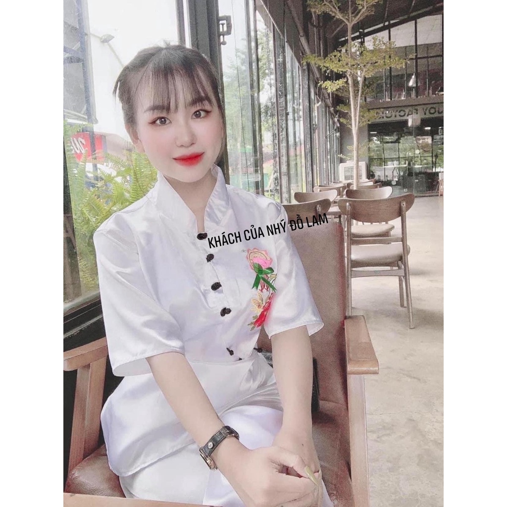 Đồ Lam Nữ Đi Chùa Vải Lụa Cao Cấp Lịch Sự