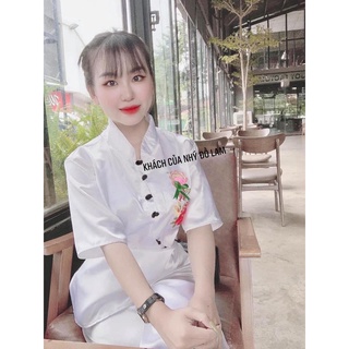 Đồ Lam Nữ Đi Chùa Vải Lụa Cao Cấp Lịch Sự