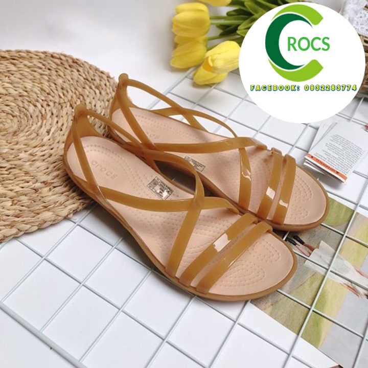 Giày sandal nhựa đi mưa chống hôi chân -Croslite-isabella-x cho nữ màu nâu