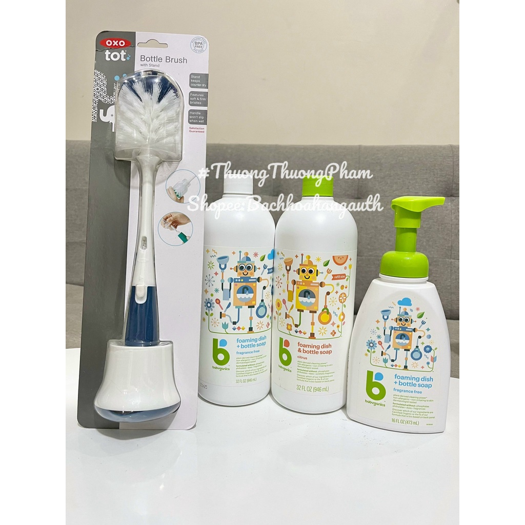 [ Hàng Mỹ ] Nước rửa bình tạo bọt Baby Ganics hữu cơ an toàn cho bé 473ml