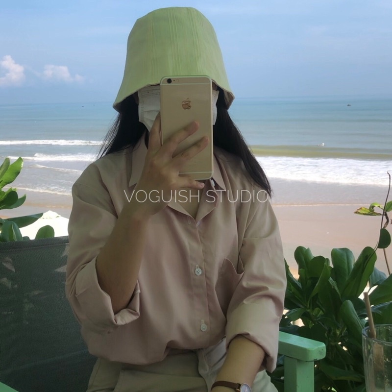 Áo Sơ Mi Vải Cotton Dài Tay Màu Hồng Cho Nữ