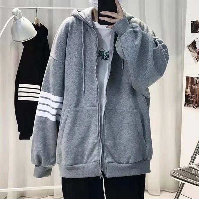 Áo khoác cardigan thể thao dây khóa kéo lót nhung thời trang Hong Kong cho nam