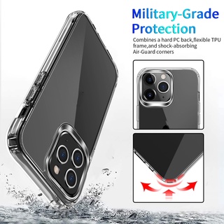 Transparent Hard Case For iPhone 13 12 Mini 11 Pro Max High Transparent TPU+Acrylic Xr Xs Max 8 7 Plus Four Corner Airbags Shockproof Case