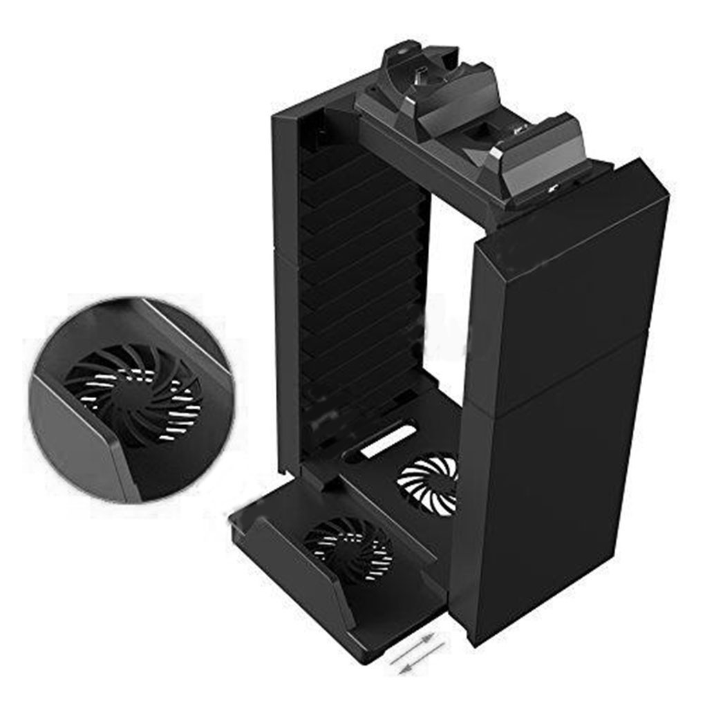 Bộ đế có quạt tản nhiệt cho máy PS4 và tay điều khiển + khay để đĩa