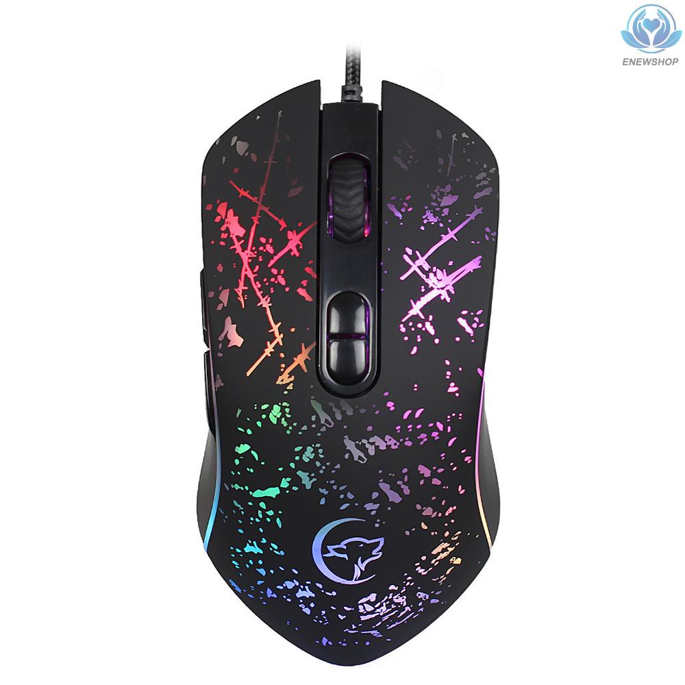 【enew】YWYT Wired Gaming Mouse Professional Macro Definition Gaming Mice with Adjustable DPI Ergonomic Grip RGB Breathing Light Black