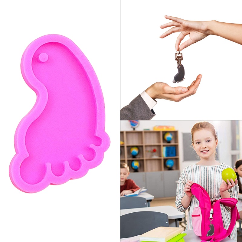 ✿ Khuôn Silicone Làm Móc Khóa Hình Bàn Chân Sáng Tạo
