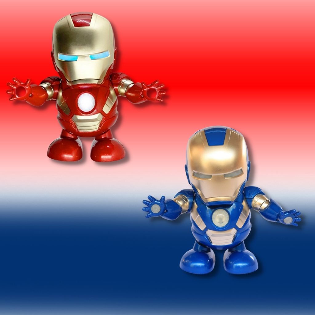 Đồ chơi robot Iron man, người sắt iron man bằng nhựa có đèn, có nhạc, nhảy mua vui nhộn, không kèm pin