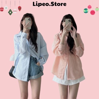 Áo sơ mi kẻ nhỏ chất xốp Basic