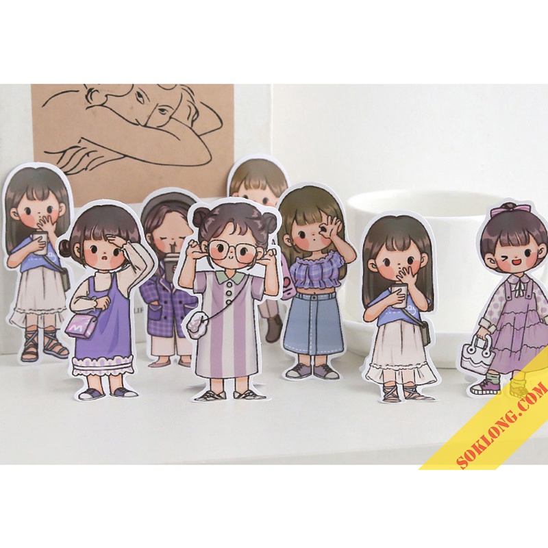 Bộ Sticker cô nàng, chàng trai cá tính - Nhãn dán stick trang trí sổ, album, nhật ký Tuệ Minh