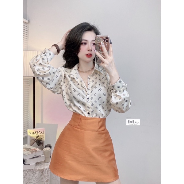 Áo sơmi lụa chữ BB