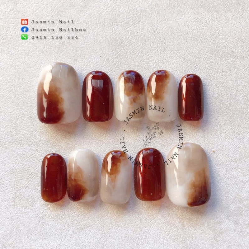 [Mã NHUQAD giảm 10% đơn 100k][NAIL BOX] Nailbox móng úp thiết kế sẵn mẫu desgin hàn quốc thạch cam gỗ