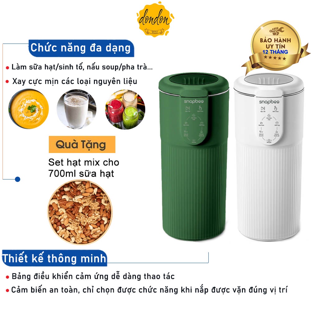 [MẪU 2021] Máy Làm Sữa Hạt Mini Đa Năng Snapbee, Làm Sinh Tố, Nấu Cháo, Soup, Nhanh, Dễ Vệ Sinh