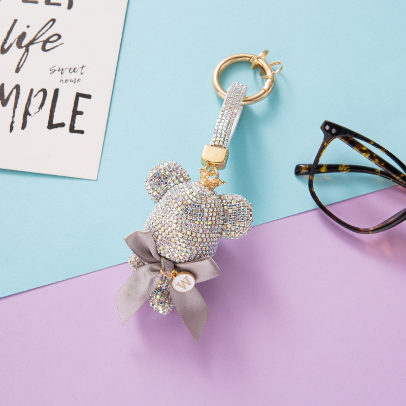 Móc Khóa Xe Hơi Hình Chú Gấu violent Đính Đá Dễ Thương Sáng Tạo