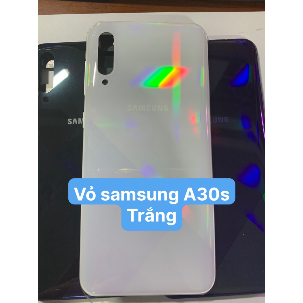 Bộ vỏ diên thoại zin hãng samsung A30s gồm Lưng, xương, sườn, phím bấm và kính camera