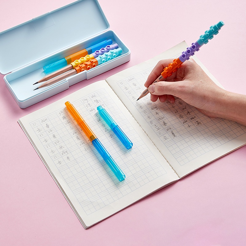 Deli 4 nắp bảo vệ bút chì hình viên gạch thông dụng cho học sinh