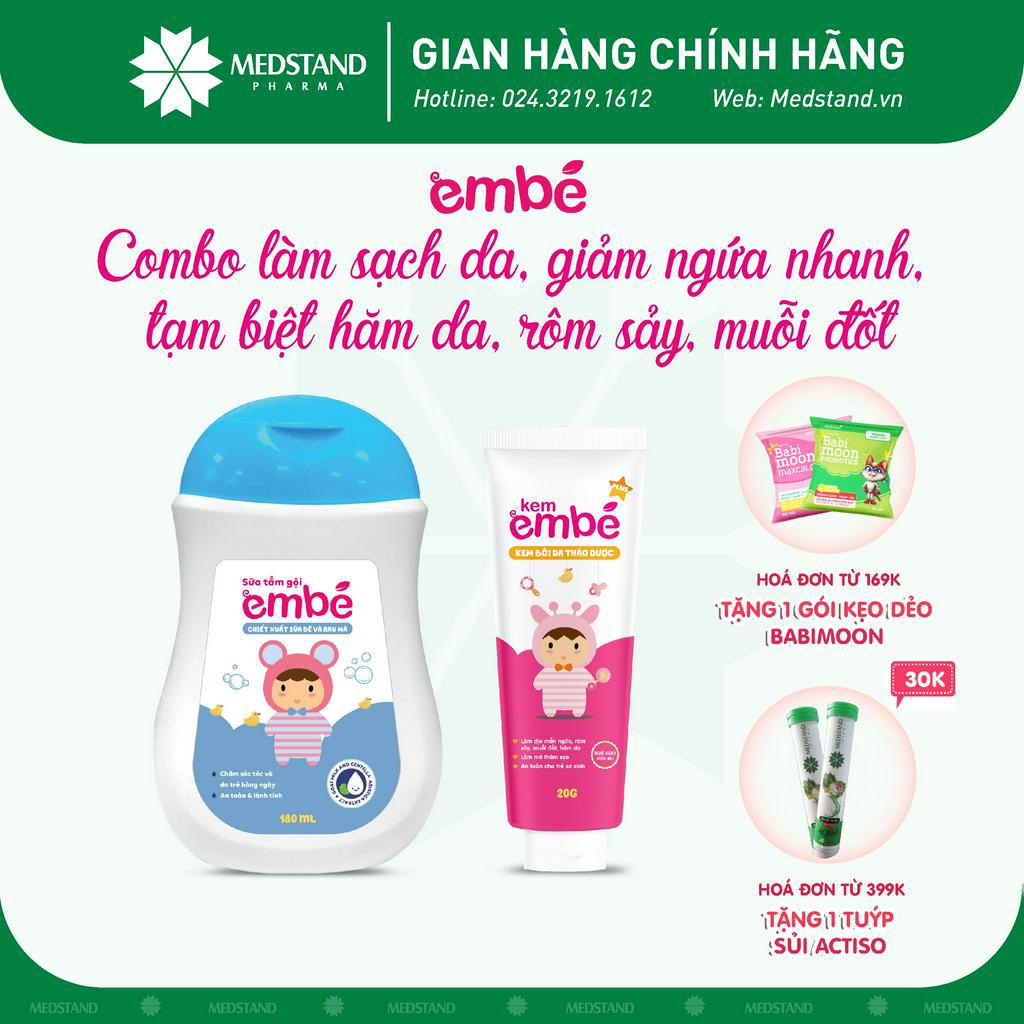 Bộ đôi Kem Em Bé Plus và Sữa tắm gội Em Bé làm sạch da, giảm ngứa nhanh cho bé khi bị rôm sảy, hăm da, muỗi đốt MEDSTAND