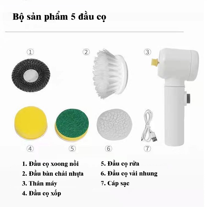 Máy cọ rửa cầm tay, sạc tích điện đa năng, rửa bác, cọ nồi, vệ sinh bếp,...nhỏ gọn tiện lợi