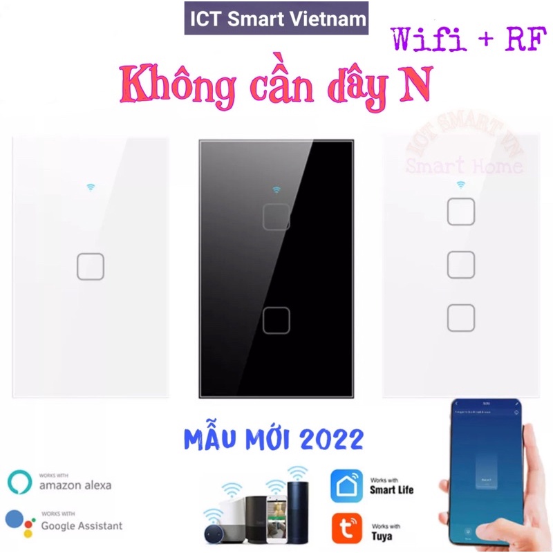 Công tắc Wifi + RF cảm ứng thông minh Smart Life, work with Google & Alexa