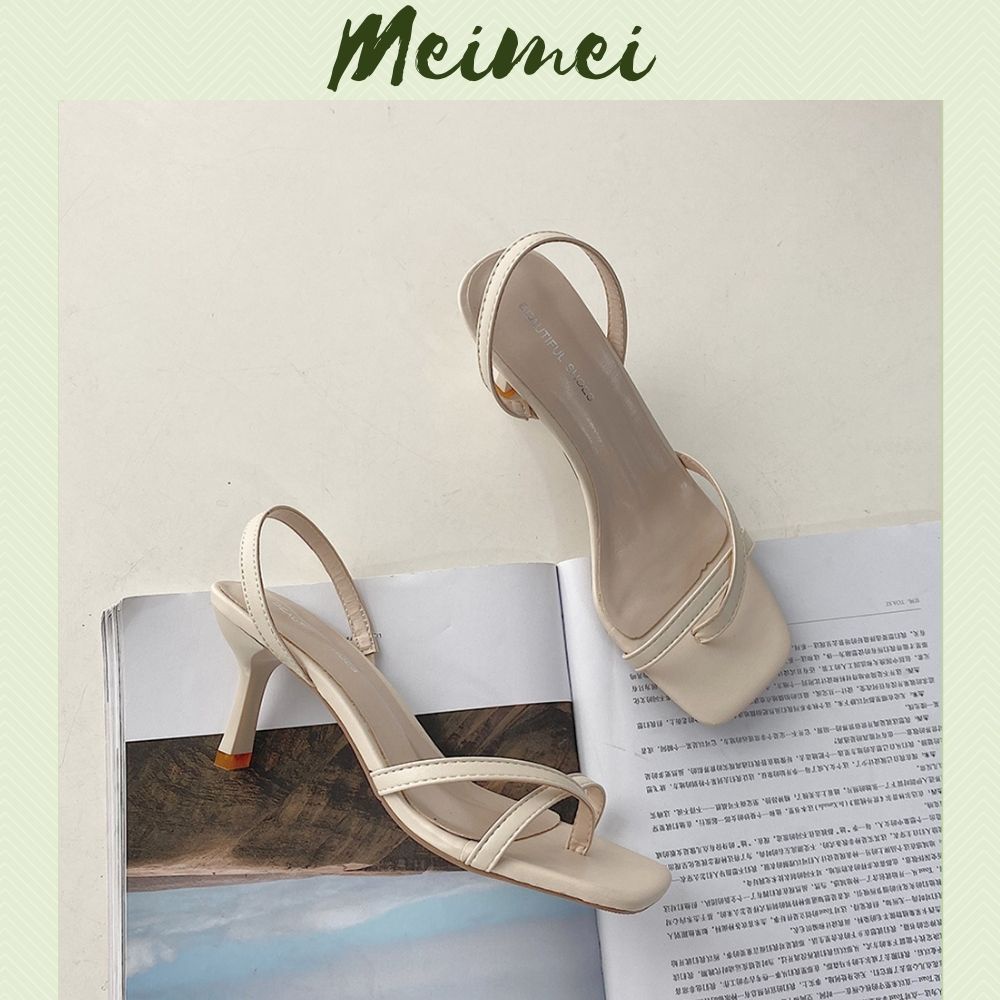 Sandal cao gót Meimei T5-100 sandan nữ xỏ ngón thiết kế quai hậu dây mảnh, dây xăng đan chắc chắn [ORDER]