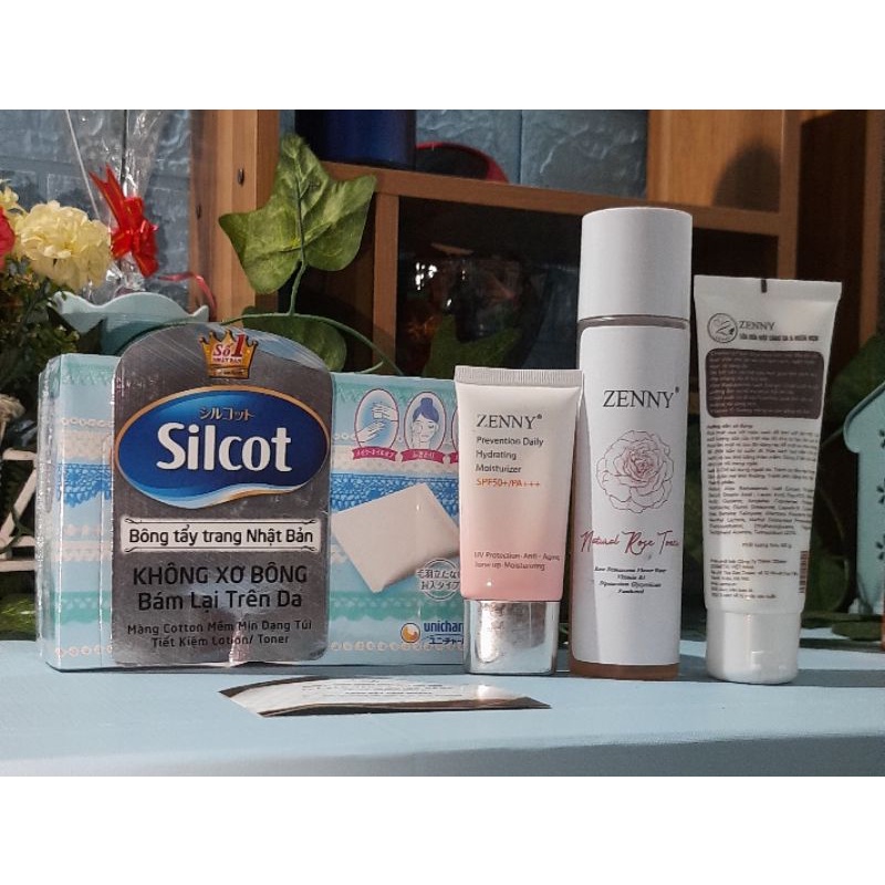 kem  zenny   trọn bộ đầy đủ, sữa rửa măt ,kem chống nắng  ,toner , tặng son,serum,bông tẩy trang