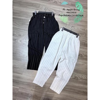 quần kẻ cạp cúc bọc