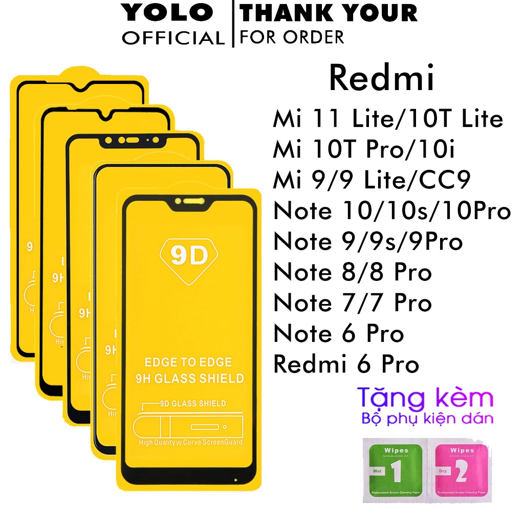 Cường lực redmi note 9 9s note 10 pro mi 10t pro 10i mi 11 lite mi 9 Lite CC9 mi 8 lite note 8 pro 7 pro 6 pro [THF]