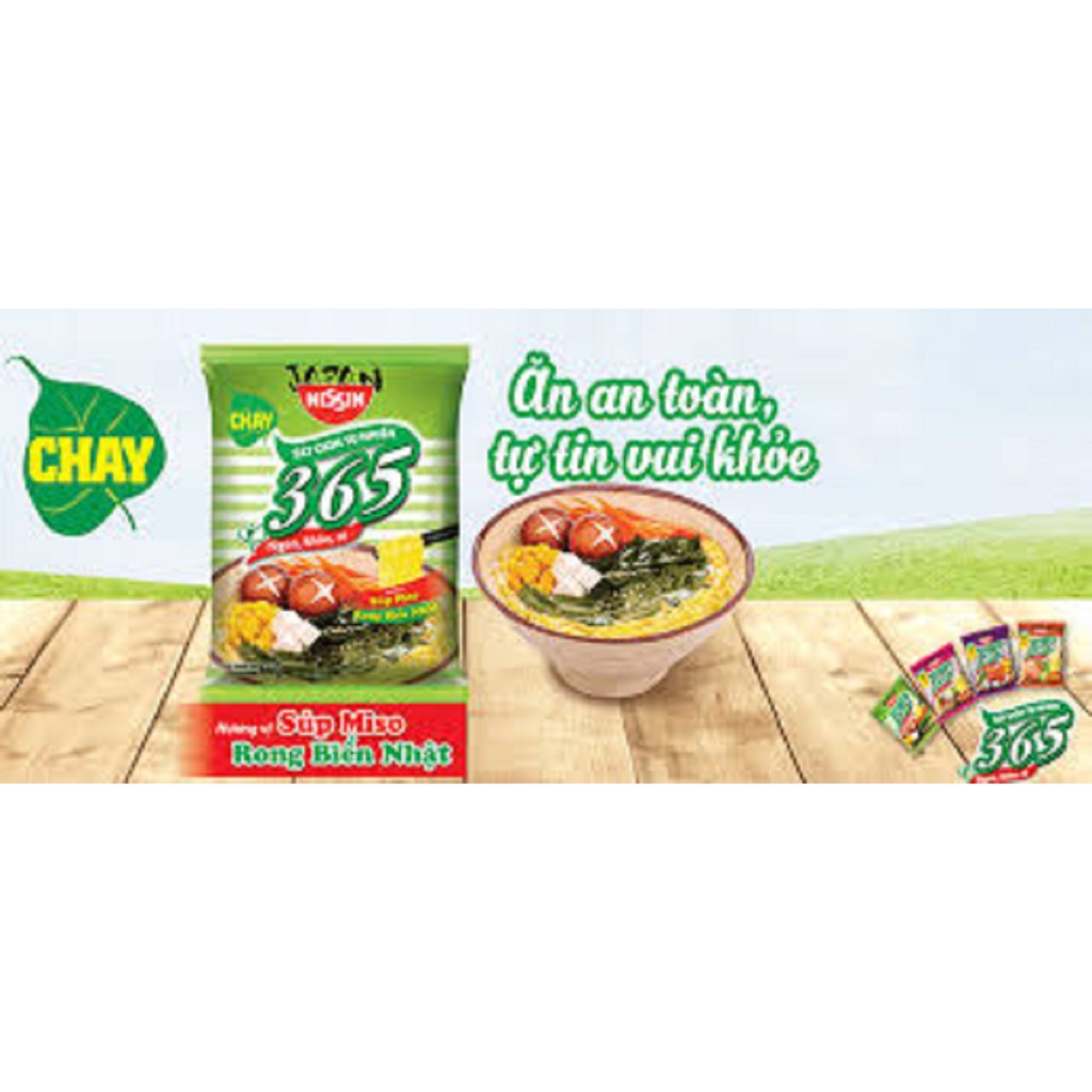 Thùng 30 Gói Mì Chay Nissin 365 hương vị Sup Miso Rong Biển Nhật (66g/1 gói)