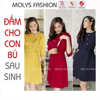 Đầm bầu sau sinh cho con bú Molys M2192 đũi lụa mịn mát