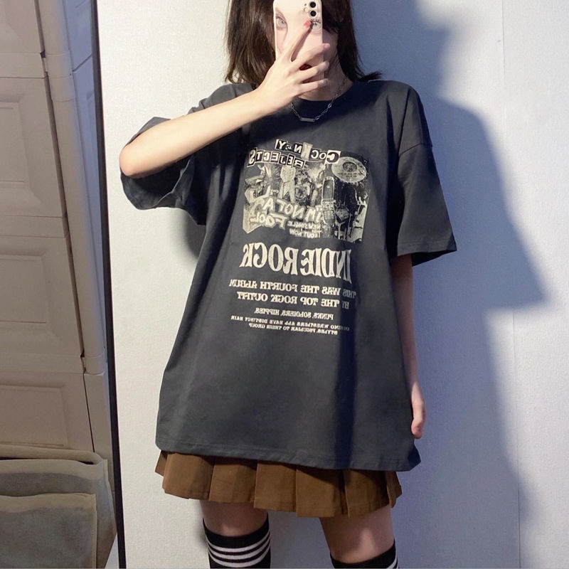 NRVP Áo Thun Nữ Oversize Cổ Tròn Thời Trang Hàn Quốc