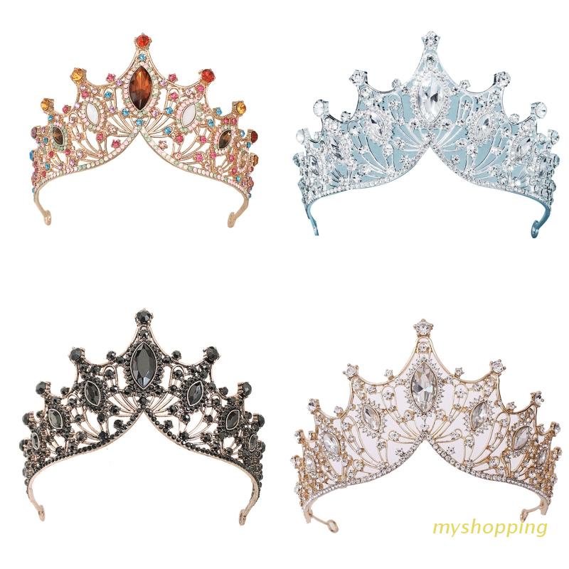 Vương Miện Đính Đá Pha Lê Nhiều Màu Sắc Thời Trang Sang Trọng Cho Cô Dâu
