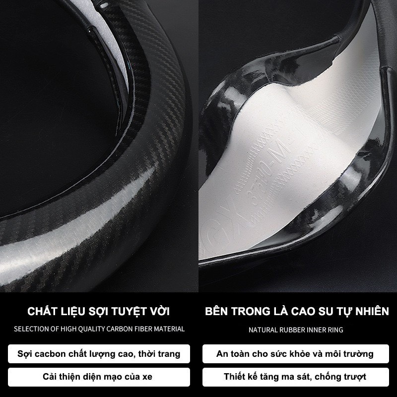 Bọc vô lăng Carbon, chống trơn, chống trượt - Đủ xe