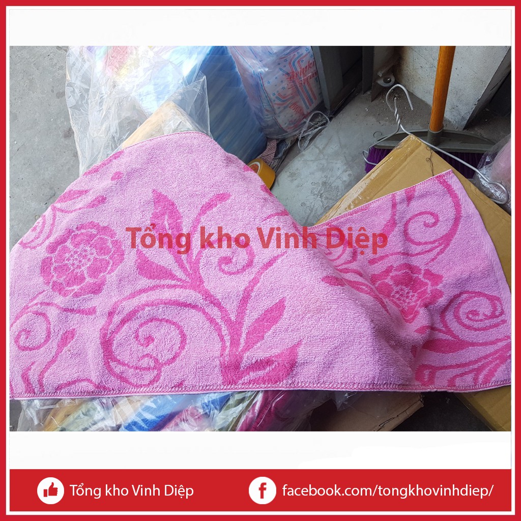 01 chiếc khăn tắm, khăn lau đầu cotton dài họa tiết hoa size 33x77cm