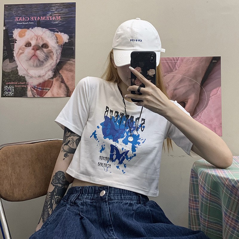 Áo croptop nữ tay ngắn in hình SDRTTEOR chất vải cotton 6535 - AT04