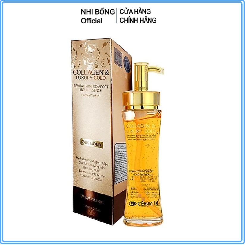 Serum trắng da - Serum vàng 24k Luxury Gold chống lão hóa 3W Clinic Hàn Quốc 150ml [Nhập Khẩu Hàn Quốc]