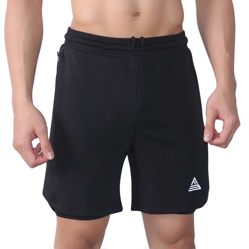 Quần đùi tập gym nam Fitme Dri-Tech Layer chất thun thể thao 2 lớp bó cơ cao cấp