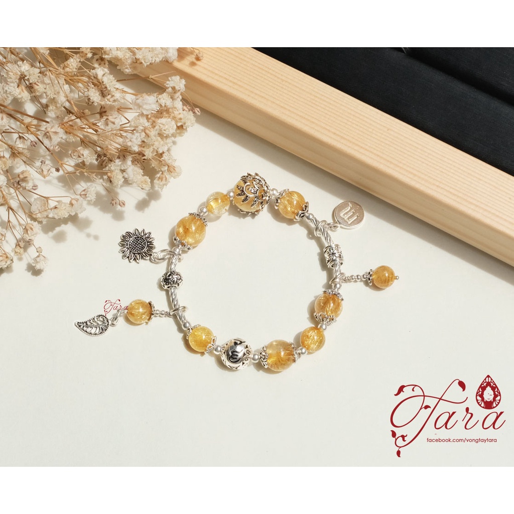 Vòng tay Tara Gems - Vòng tay đá vàng cổ điển sang trọng mix charm bạc 925 cao cấp