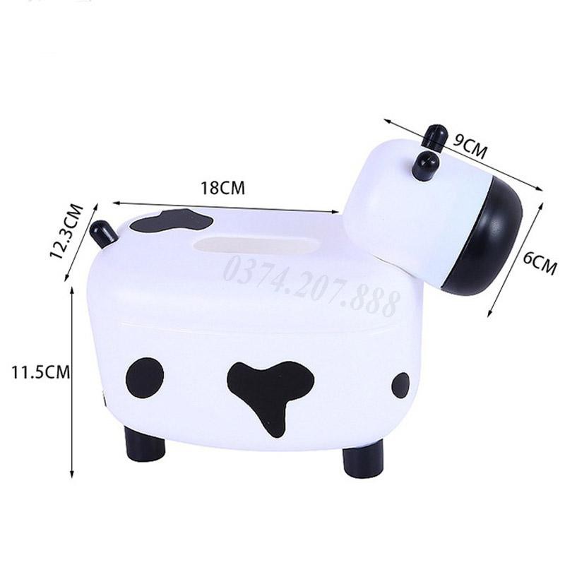 Hộp đựng giấy ăn tích hợp ống đựng tăm hình bò sữa siêu cute