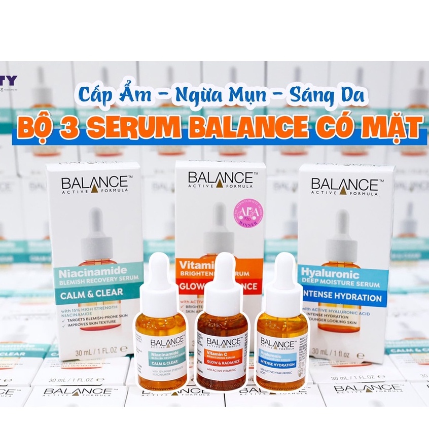 Serum Dưỡng Da Balance Active Formula cấp nước Hyaluronic Acid/ Gold/ Vitamin C/Niacinamide (30ml)