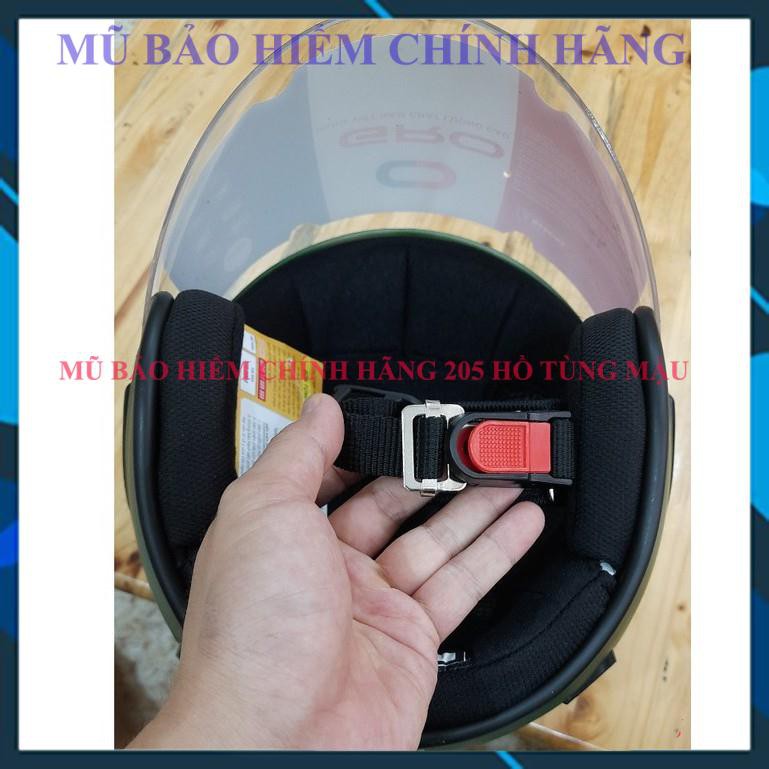 Mũ bảo hiểm chính hãng 3/4 có kính cho Nam  GRO cao cấp - Kiểu dáng 3/4 nam nữ màu xanh rêu