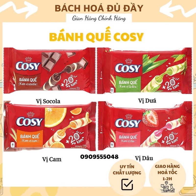 [ Mua nhiều hỗ trợ giảm giá] Bánh quế cosy kem trúng thưởng nhiều màu nhiều vị ( Dâu, cam, dứa và sô cô la)