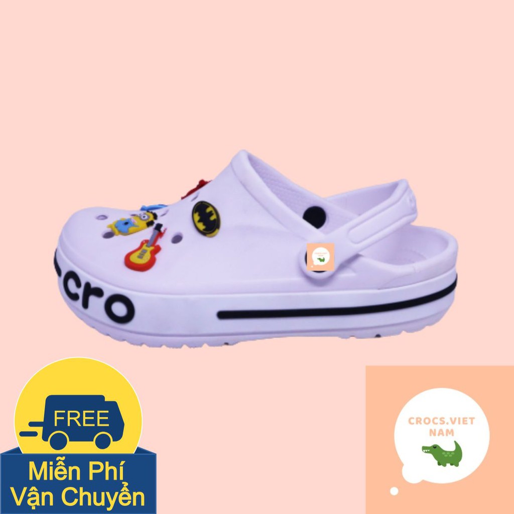 Dép Cross Baya Trắng Chữ Đen Tặng Kèm 12 Sticker Siêu Hot