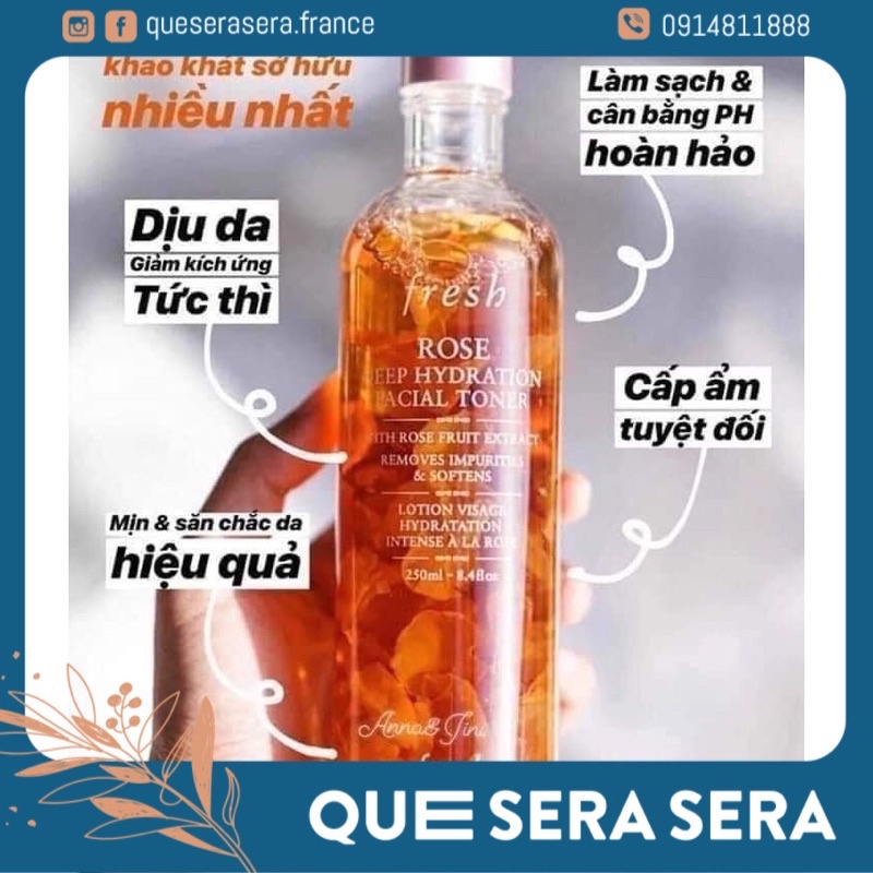 Toner Fresh hoa hồng cân bằng, cấp ẩm dịu nhẹ cho da