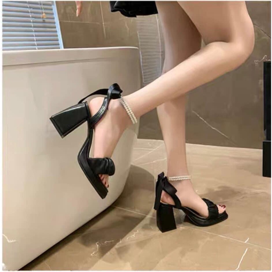 Sandanl quai hậu cườm đúp 2 cm gót vuông 9 cm bigsize 40-44