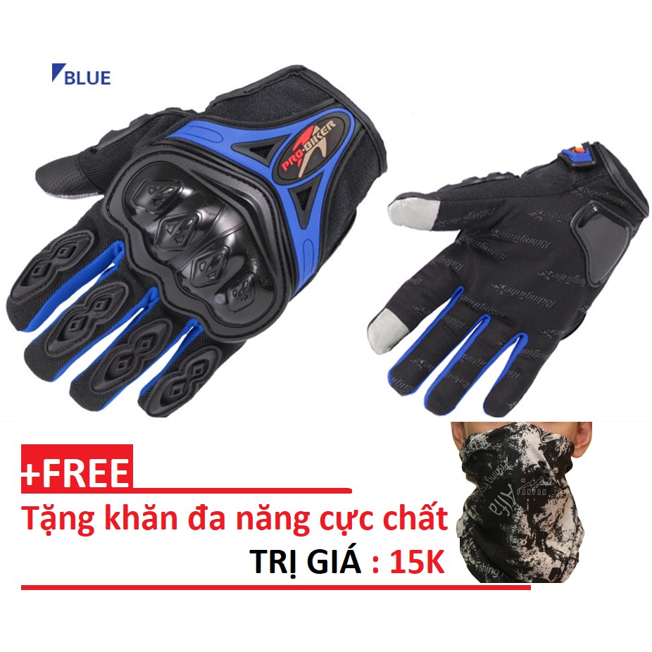 găng tay dài ngón cảm ứng điện thoại probiker + tặng kèm khăn đa năng trị giá 15k