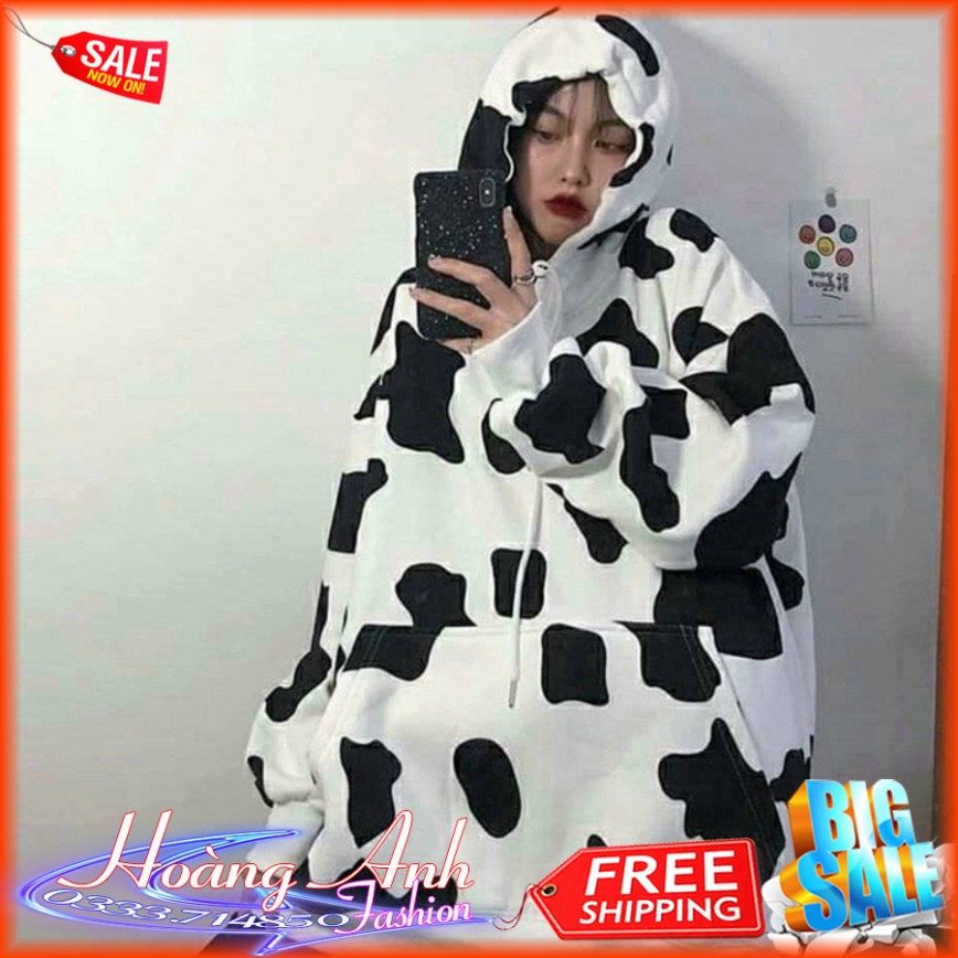 FREESHIP_ ÁO HOODIE - QUẦN NỈ NGOẠI Bò Sữa 3D (HD2420 - Cổ Chui)
