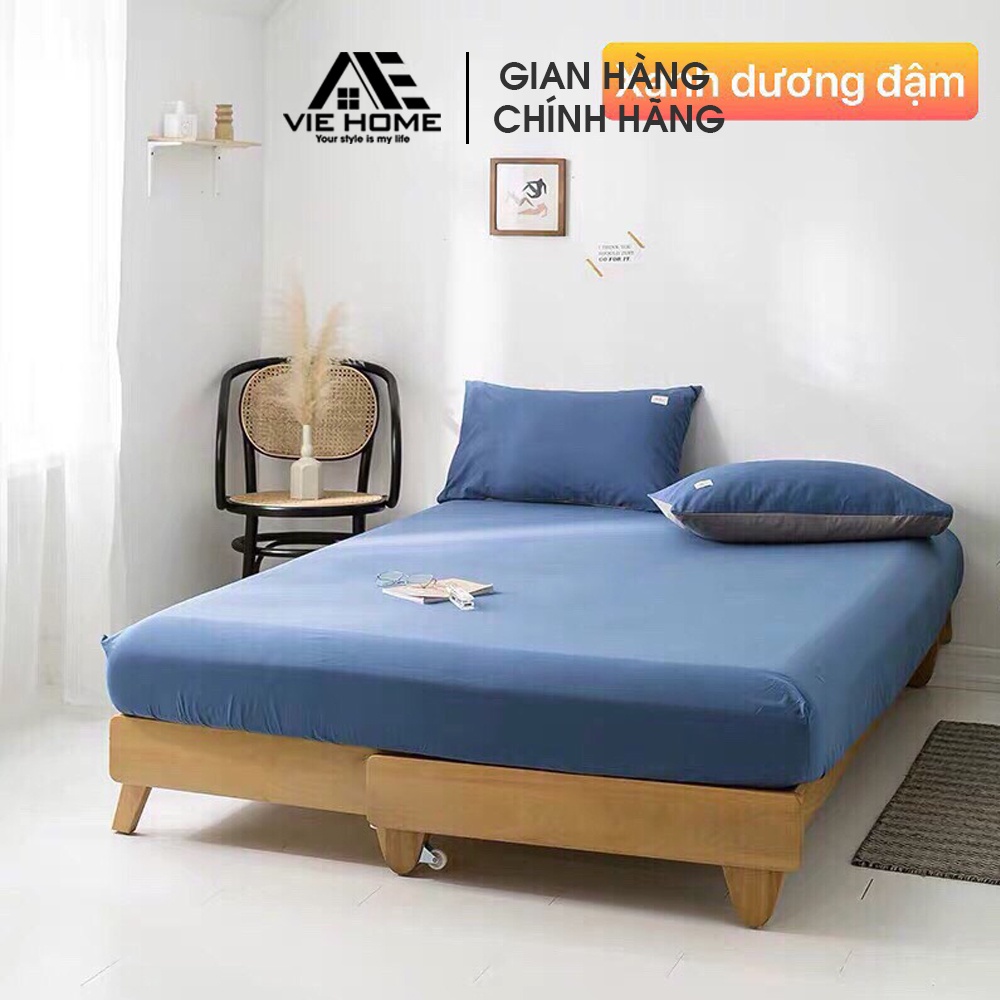 Bộ Ga Giường Vỏ Gối Cotton Tici VIE Home - Bedding đủ kích thước ra trải nệm 1m2, 1m4, 1m6, 1m8, 2m trơn màu