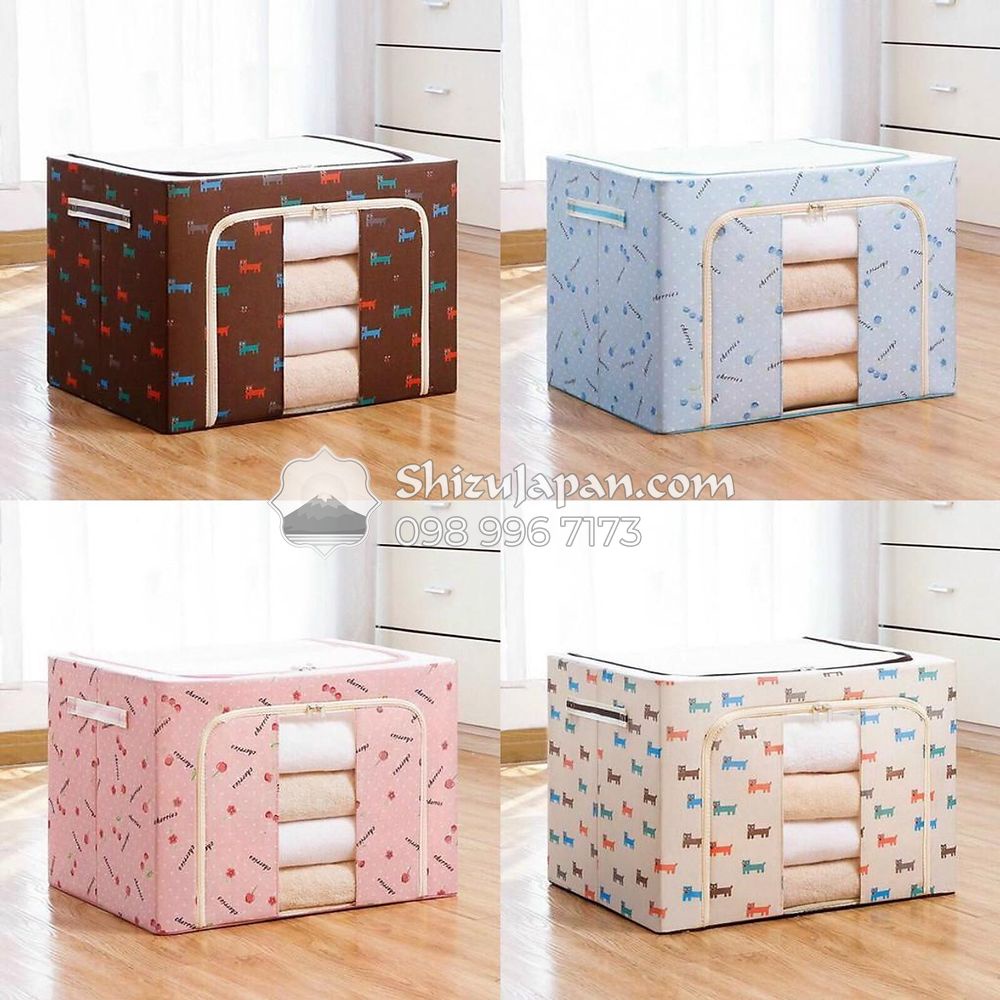 Hộp Vải Đa Năng Gấp Gọn Có Khung Thép Cỡ 60L Nhiều Hoa Văn