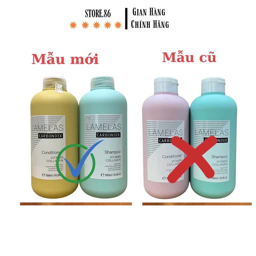 Bộ Dầu Gội Xả Phục Hồi LAMELAS-CARBONDEX, Siêu Mềm Mượt - Siêu Lưu Hương 500ml